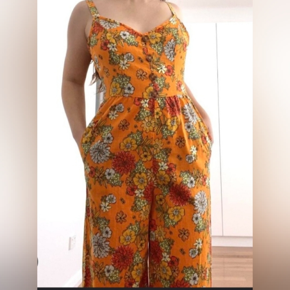 Cotton On Floral Orange Jumpsuit XS